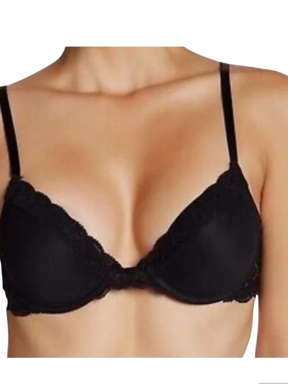 Natori Feather Black Convertible Push-Up Bra Size 34C Mesh Lace Underwire